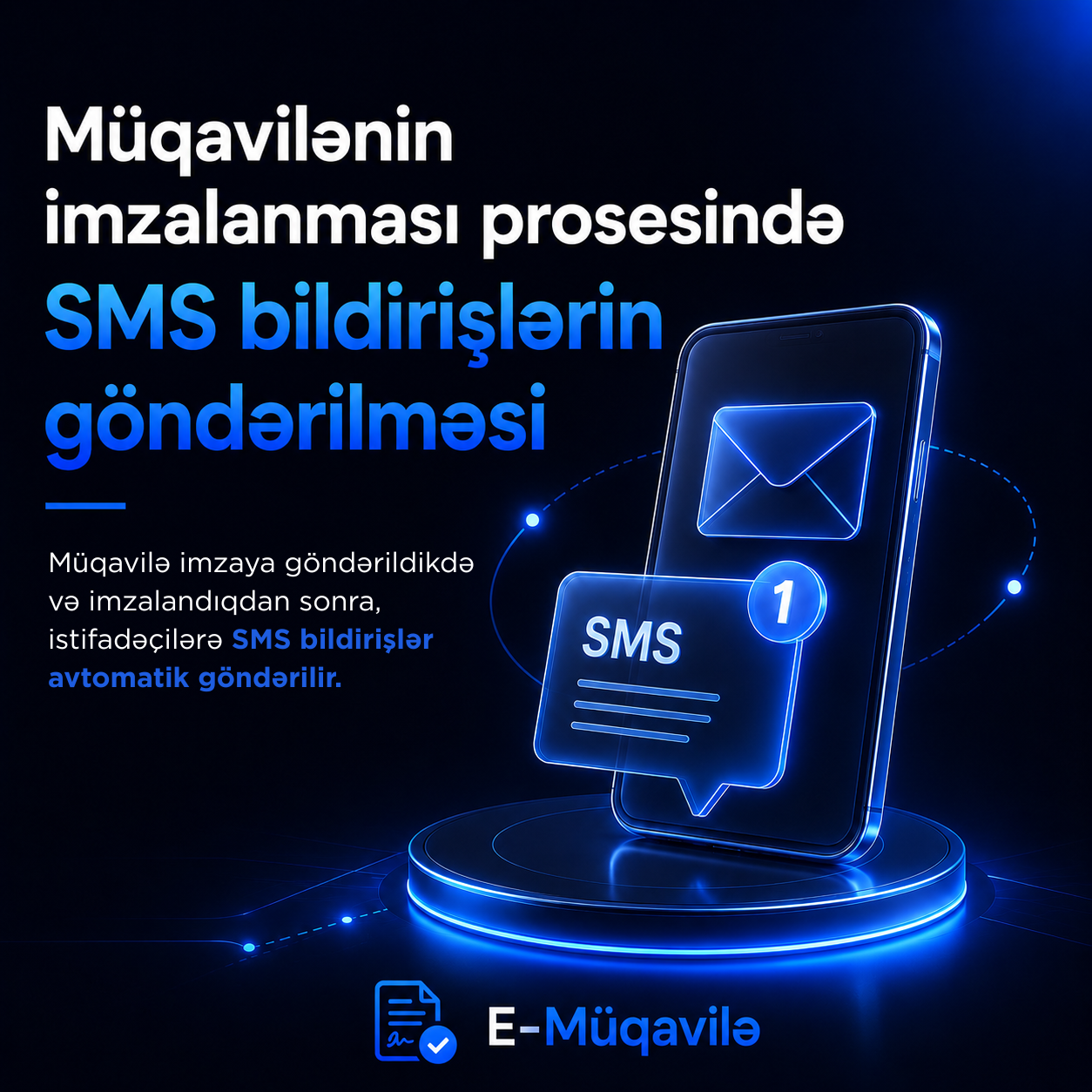 E-Müqavilə üçün sosial şəbəkə postu — SMS bildirişləri