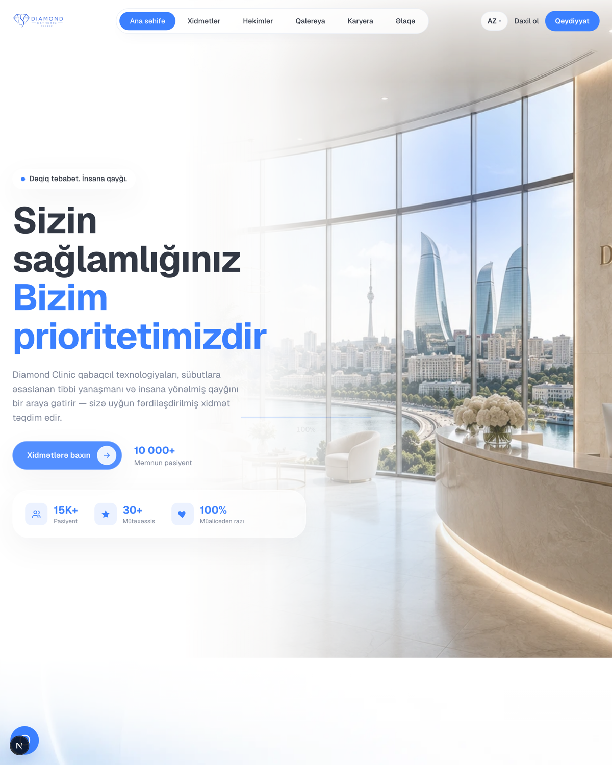 Diamond Esthetic estetik tibb klinikası üçün onlayn rezervasiya saytı