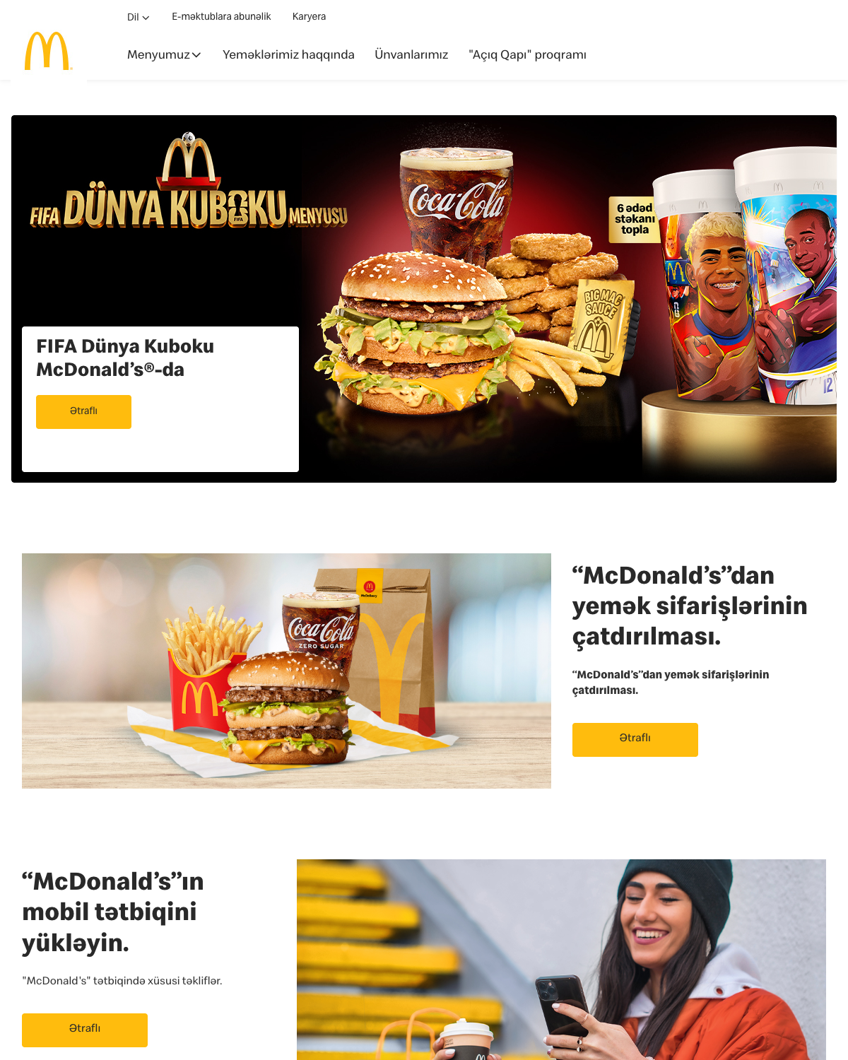McDonald's Azərbaycan üçün korporativ sayt